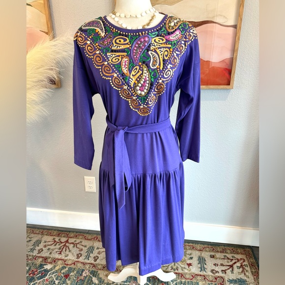 Judy Beth & Co Dresses & Skirts - Judy Beth & CO Vintage Hand Painted Drop Waist Dress